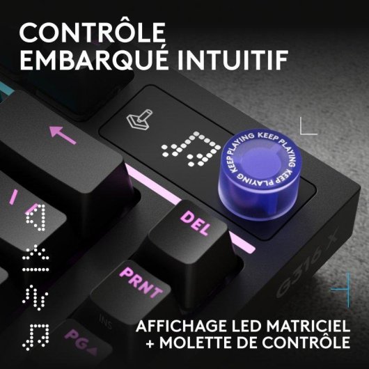 Clavier Logitech G316 X 75% avec écran LED, switches tactiles interchangeables et RGB LIGHTSYNC