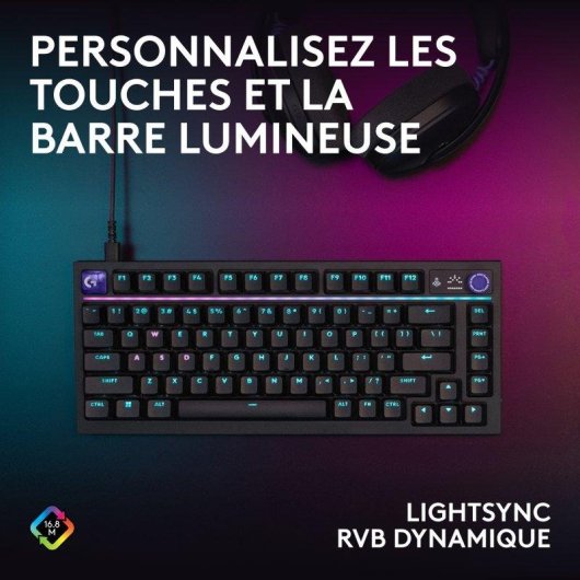 Clavier Logitech G316 X 75% avec écran LED, switches tactiles interchangeables et RGB LIGHTSYNC