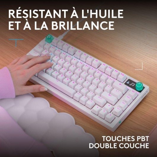 Clavier Logitech G316 X 75 compact réactivité 8 kHz RGB avec switches tactiles interchangeables touches PBT