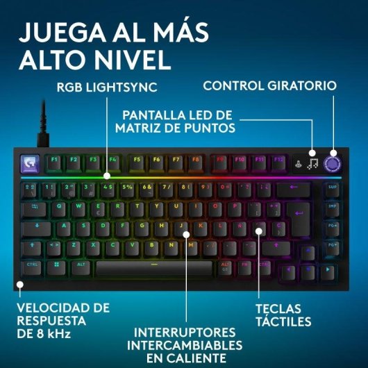 Teclado Logitech G316 X mecánico con interruptores intercambiables y RGB LIGHTSYNC negro