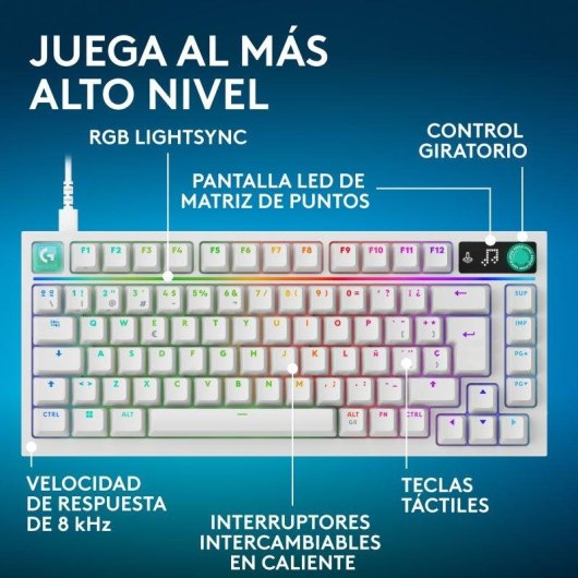 Teclado Logitech G316 X mecánico con interruptores intercambiables y RGB LIGHTSYNC blanco