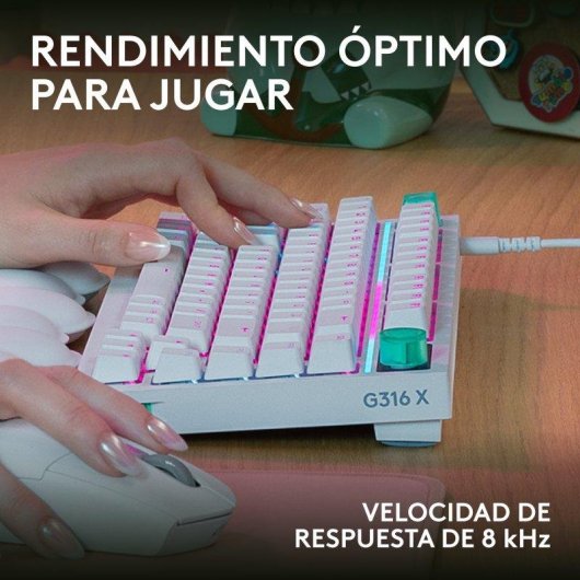 Teclado Logitech G316 X mecánico con interruptores intercambiables y RGB LIGHTSYNC blanco