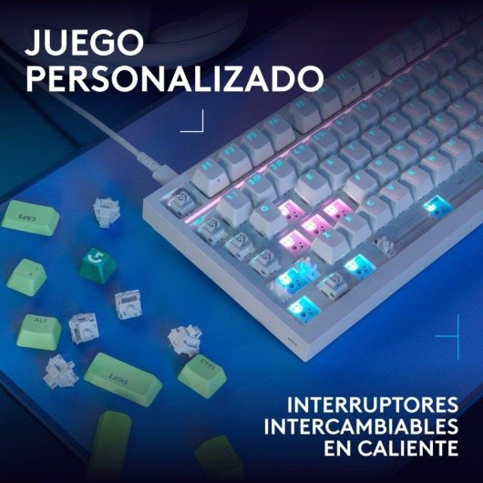 Teclado Logitech G316 X mecánico con interruptores intercambiables y RGB LIGHTSYNC blanco