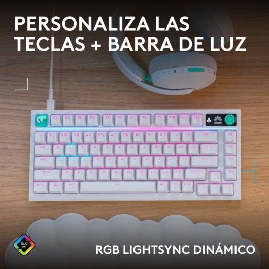 Teclado Logitech G316 X mecánico con interruptores intercambiables y RGB LIGHTSYNC blanco