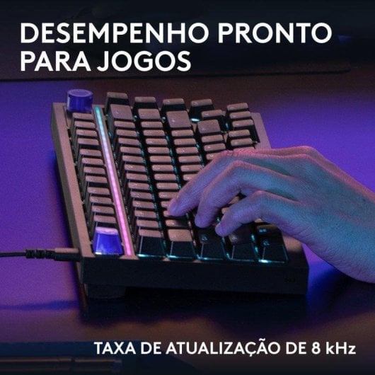 Teclado Logitech G316 X 75% com ecrã LED, RGB LIGHTSYNC e switches táteis intercambiáveis, teclas PBT