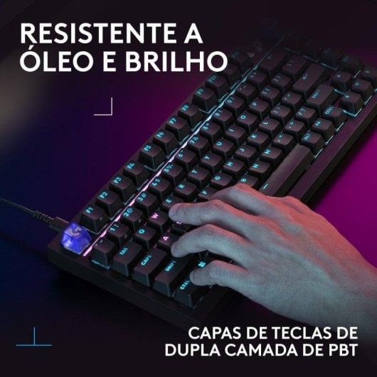 Teclado Logitech G316 X 75% com ecrã LED, RGB LIGHTSYNC e switches táteis intercambiáveis, teclas PBT