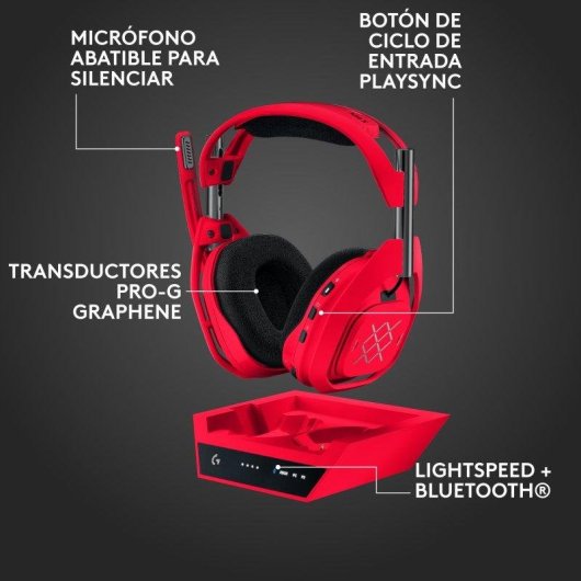 Cuffie Logitech G Astro A50 X Wireless Bluetooth HDMI 4K 120 Hz Rosso