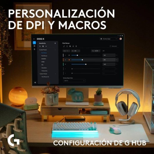 Ratón Logitech G502 X PLUS inalámbrico gaming 44000 DPI RGB LIGHTSPEED menta