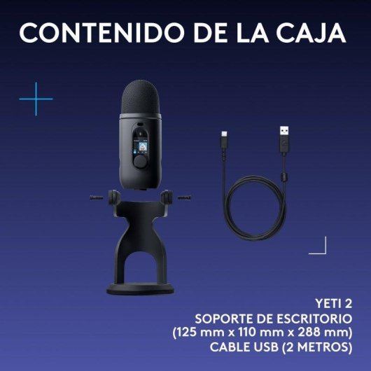 Micrófono Logitech G Blue Yeti 2 USB condensador con IA y sensor de proximidad