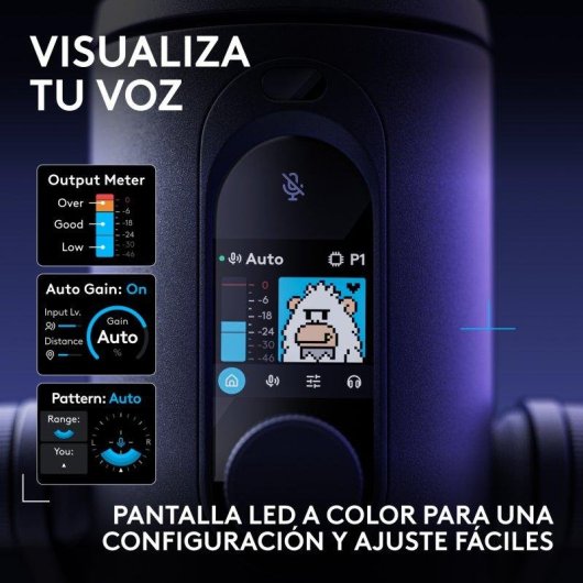 Micrófono Logitech G Blue Yeti 2 USB condensador con IA y sensor de proximidad