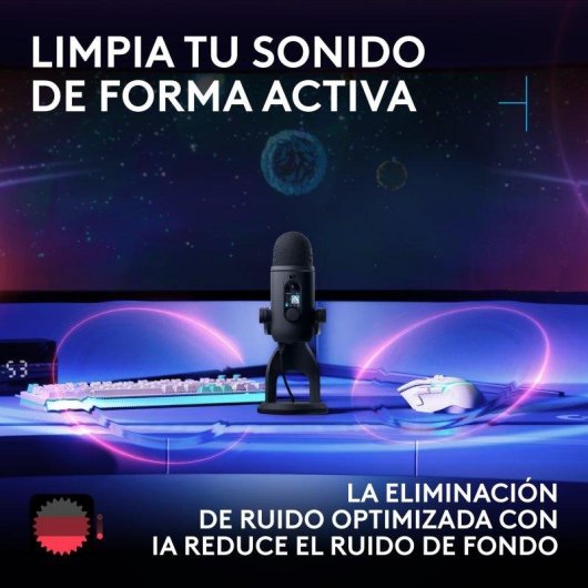 Micrófono Logitech G Blue Yeti 2 USB condensador con IA y sensor de proximidad