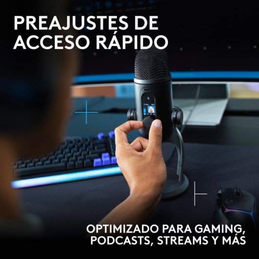 Micrófono Logitech G Blue Yeti 2 USB condensador con IA y sensor de proximidad