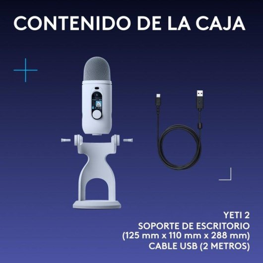 Micrófono Logitech G Blue Yeti 2 USB condensador con sensor de voz e IA
