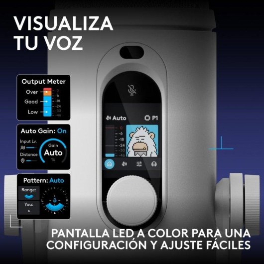 Micrófono Logitech G Blue Yeti 2 USB condensador con sensor de voz e IA