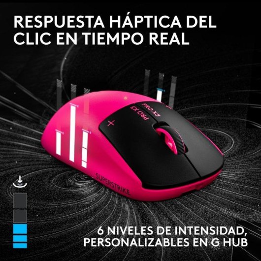 Ratón Logitech G PRO X3 SUPERSTRIKE inalámbrico 44000 DPI ultraligero Pink Eclipse
