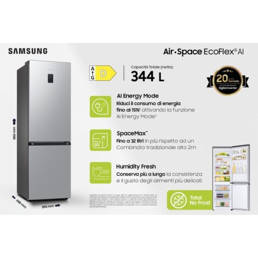 Frigorifero Combi Samsung RB34C670DSA No Frost 185cm 344L D Grafite WiFi