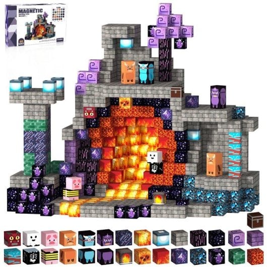 Blossom Magnetic Tiles Conjunto de 100 Peças Blocos Magnéticos Montessori