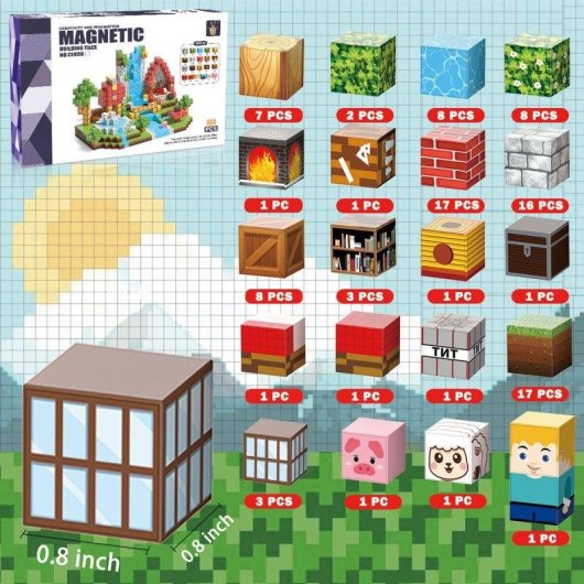 Blossom Set de Construcción Magnética Minecraft 100 Piezas