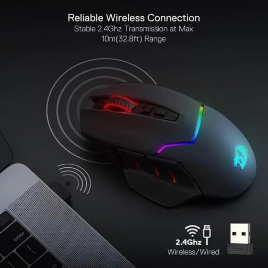 Ratón Redragon M690-1 inalámbrico 2400 DPI negro ergonómico 4 botones