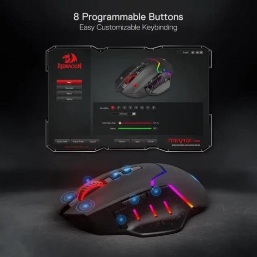Ratón Redragon M690-1 inalámbrico 2400 DPI negro ergonómico 4 botones