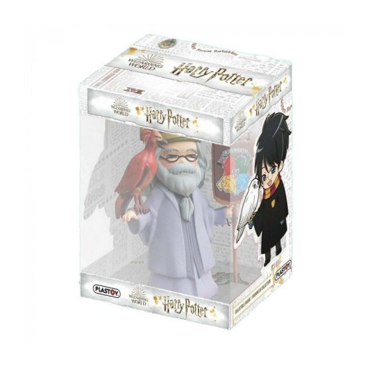 Figura Dumbledore Con Fénix Fawkes Y Estandarte Hogwarts 15 Cms