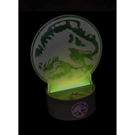 Lámpara Led Stencil Jurassic World Logo Cambia De Color 22 Cms