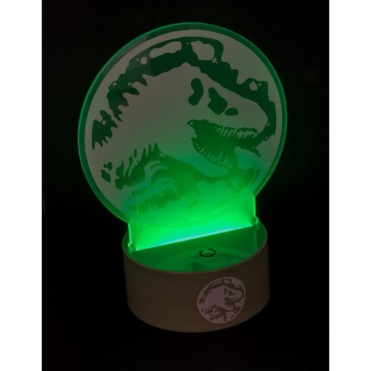 Lámpara Led Stencil Jurassic World Logo Cambia De Color 22 Cms