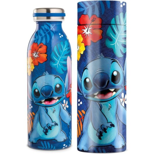 Botella Térmica Con Bote Funda Stitch Lilo & Stitch Disney Acero Inoxidable 500 Mls
