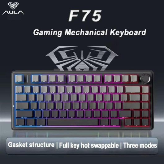 Teclado Aula F75 mecánico gaming compacto 75% US ANSI RGB tri-modo