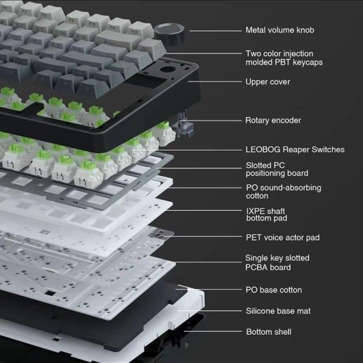 Teclado Aula F75 mecánico gaming compacto 75% US ANSI RGB tri-modo