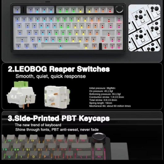 Teclado Aula F75 mecánico gaming compacto 75% US ANSI RGB tri-modo