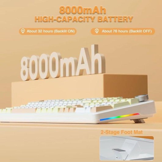Teclado mecánico inalámbrico Aula F108 Pro con pantalla LCD e iluminación RGB US ANSI
