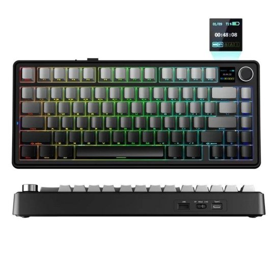 Teclado Aula F75 Max Tri-mode Compacto US ANSI RGB com ecrã TFT e switches Reaper