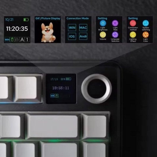 Tastatur Aula F75 Max Mechanisch Kabellos Bluetooth 2.4G Gasket RGB LCD Display
