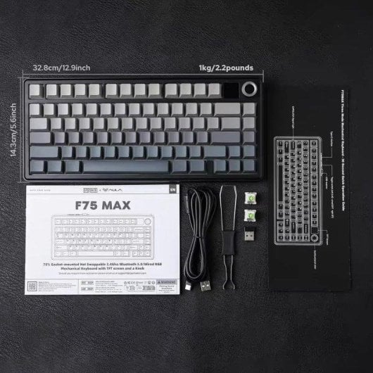 Tastatur Aula F75 Max Mechanisch Kabellos Bluetooth 2.4G Gasket RGB LCD Display