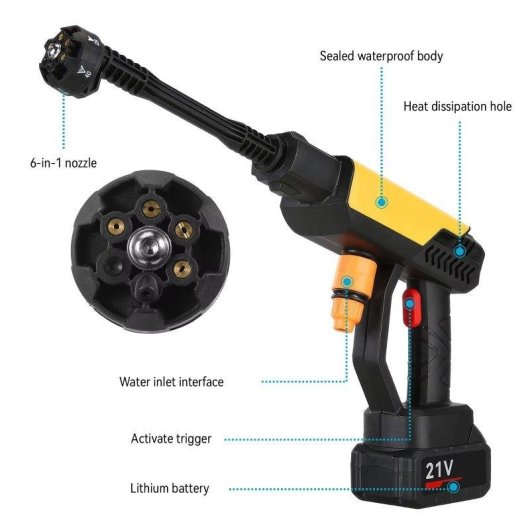 Idropulitrice a batteria Autrucker 21V 70 Bar 6 in 1