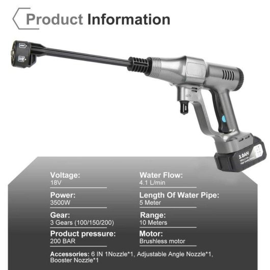 Idropulitrice a batteria Autrucker 18V 3500W 200 bar