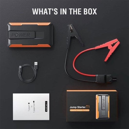 Starthilfe Autrucker 1400A Power Bank 12V mit LED-Taschenlampe