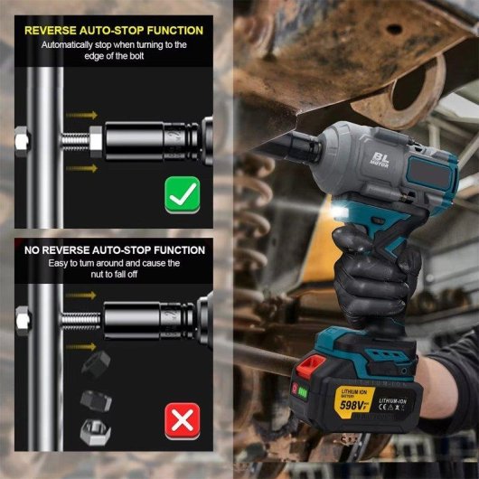 Llave de Impacto Autrucker 2000 Nm 18V Sin Escobillas con 2 Baterías 3.0Ah y Maletín