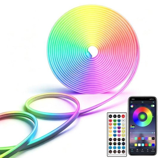 Tira de Neón LED Autrucker 15m RGB IP65 con Control App y Mando
