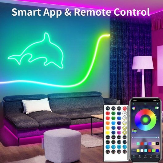 Tira de Neón LED Autrucker 15m RGB IP65 con Control App y Mando