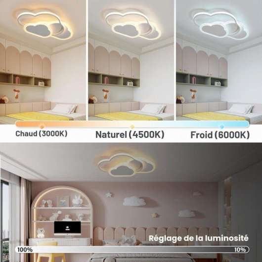 Plafón LED Autrucker Nube 42W Regulable con Mando 52cm Blanco