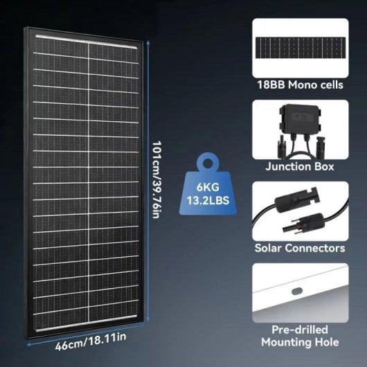 Pannello Solare Autrucker Monocristallino N-Type 100W 12V IP68 Alta Efficienza