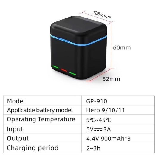 3-in-1 Ladegerät GP-910 fuer GoPro