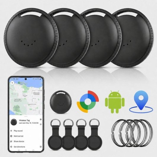 Pack 4 Localizadores Bluetooth Tisotec LocaTag Google Find Hub IP67