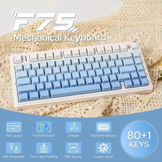 Teclado Aula F75 mecánico compacto 75% RGB Hot-swap US ANSI