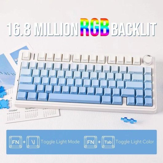 Teclado Aula F75 mecánico compacto 75% RGB Hot-swap US ANSI
