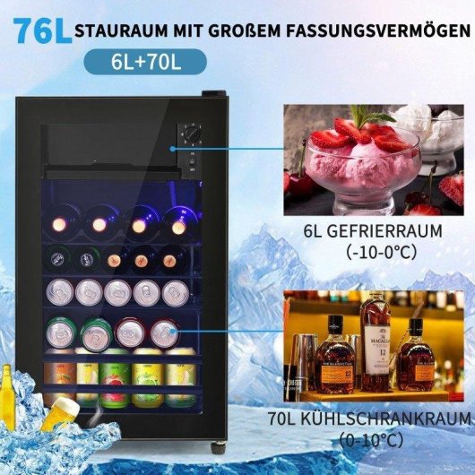 Mini-Kühlschrank Welltin SC-76A Defrost 72cm 76L E Schwarz