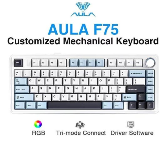 Teclado Aula F75 Tri-modo RGB Hot-swap Switch Reaper Layout US ANSI