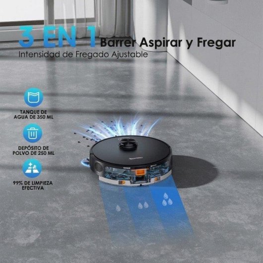 Aspirador Robô com Mopa Teendow D65S MAX Com Esvaziamento Automatico Navegação LiDAR 6000Pa